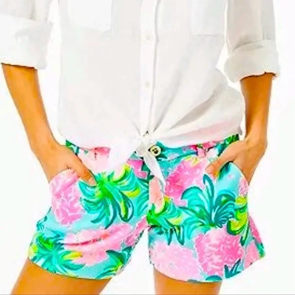 Lilly Pulitzer Callahan Knit Shorts Pineapple Shake  NWT 4